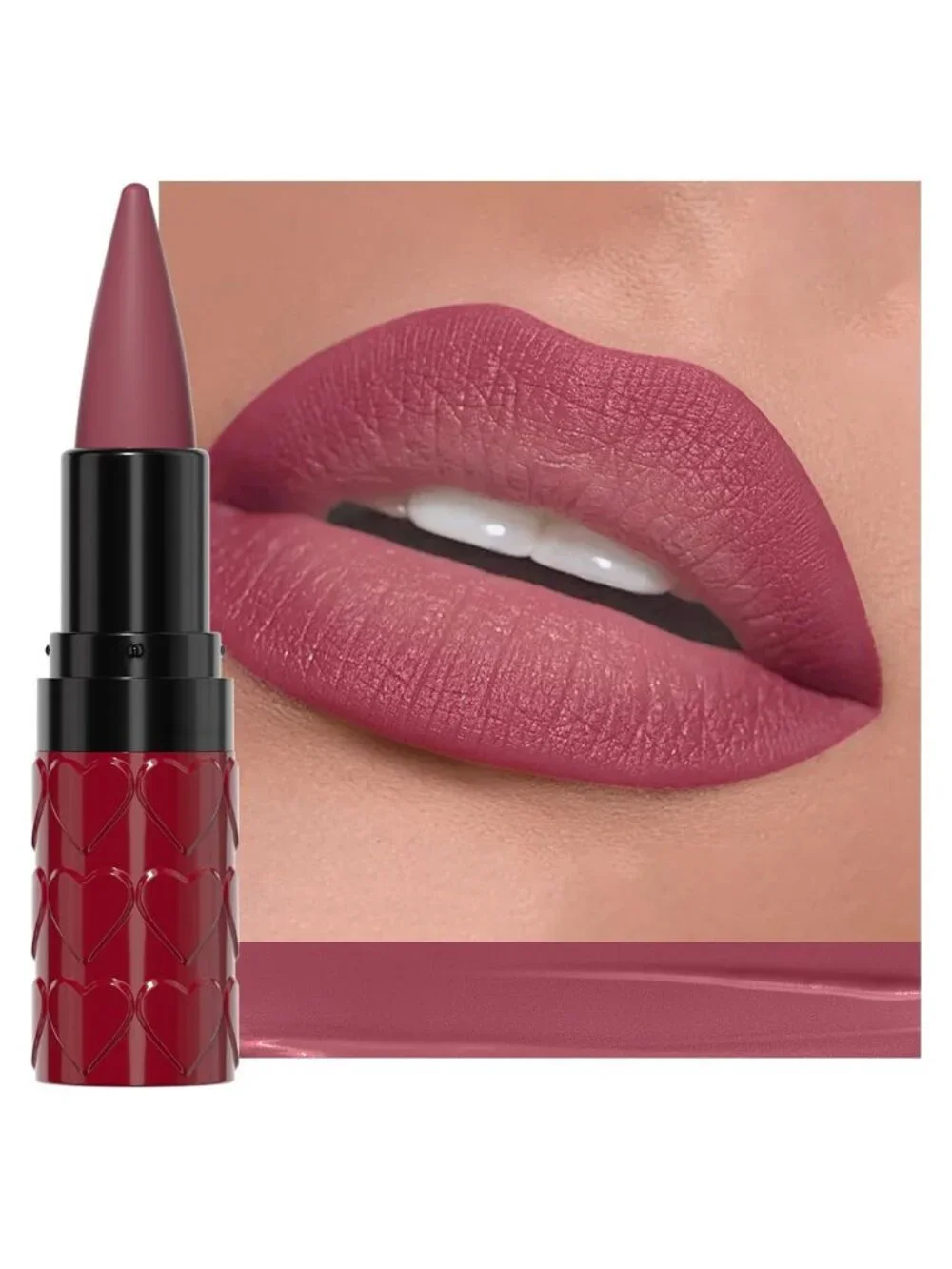 Women 1Pcs-C05 Mauve Shimmery Metallic Cone-Tip Glitter Lipstick and Lip Liner
